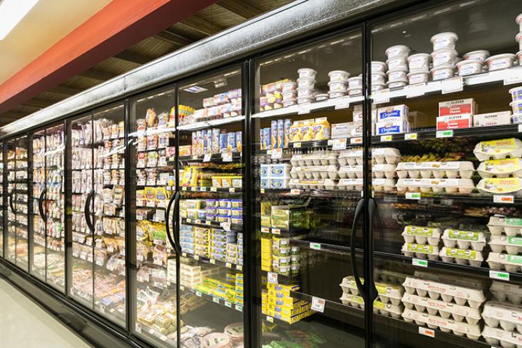 Big refrigerator with frozen food